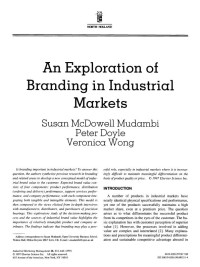An Exploration of Branding in Industrial Markets