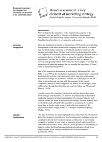 Brand assessment a key element of marketing strategy